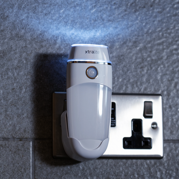 EU ONLY 2 PIN PLUG : NiteSafe Duo + LED Dual Motion Sensor Night Light With Torch & Power Failure Light