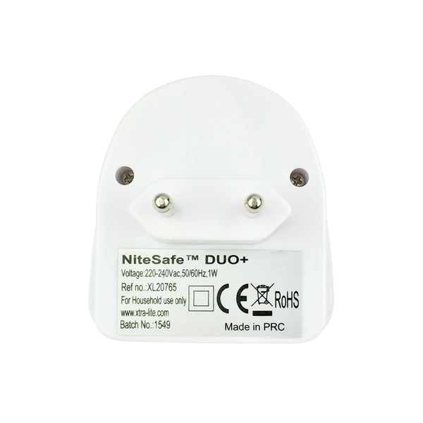 EU ONLY 2 PIN PLUG : NiteSafe Duo + LED Dual Motion Sensor Night Light With Torch & Power Failure Light