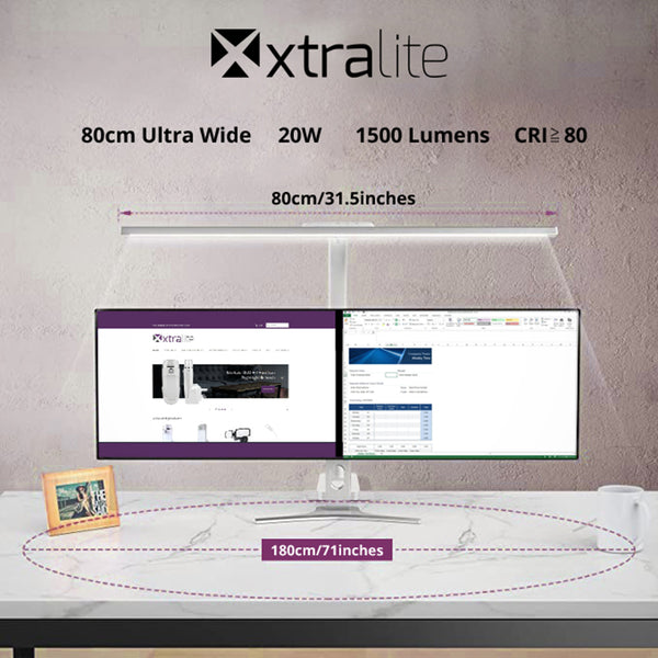 Xtralite 80cm Wide LED Light Desk & Monitor Lamp