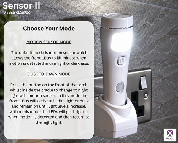 NiteSafe Sensor II | Dual Motion Sensor & Night Light + 5hr Emergency Power Failure COB LED Torch
