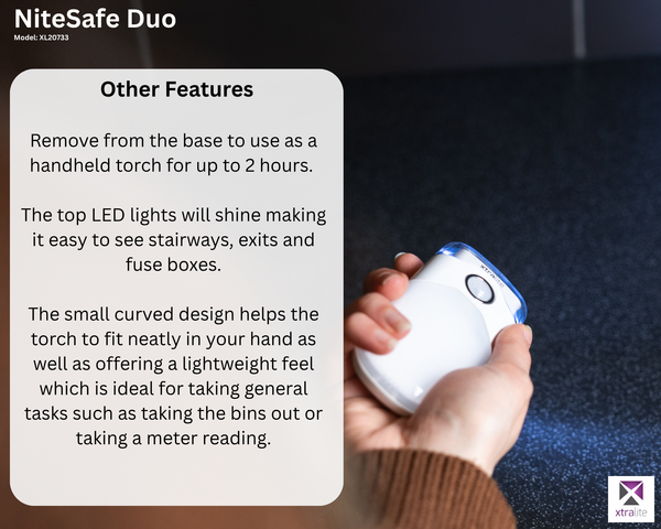 NiteSafe Duo | Motion Sensor Or Night Light + 2hr Emergency Power Failure LED Torch