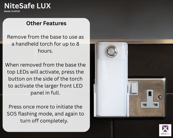 NiteSafe Duo-Lux | Dual Motion Sensor Night Light + 8hr Emergency Power Failure Torch