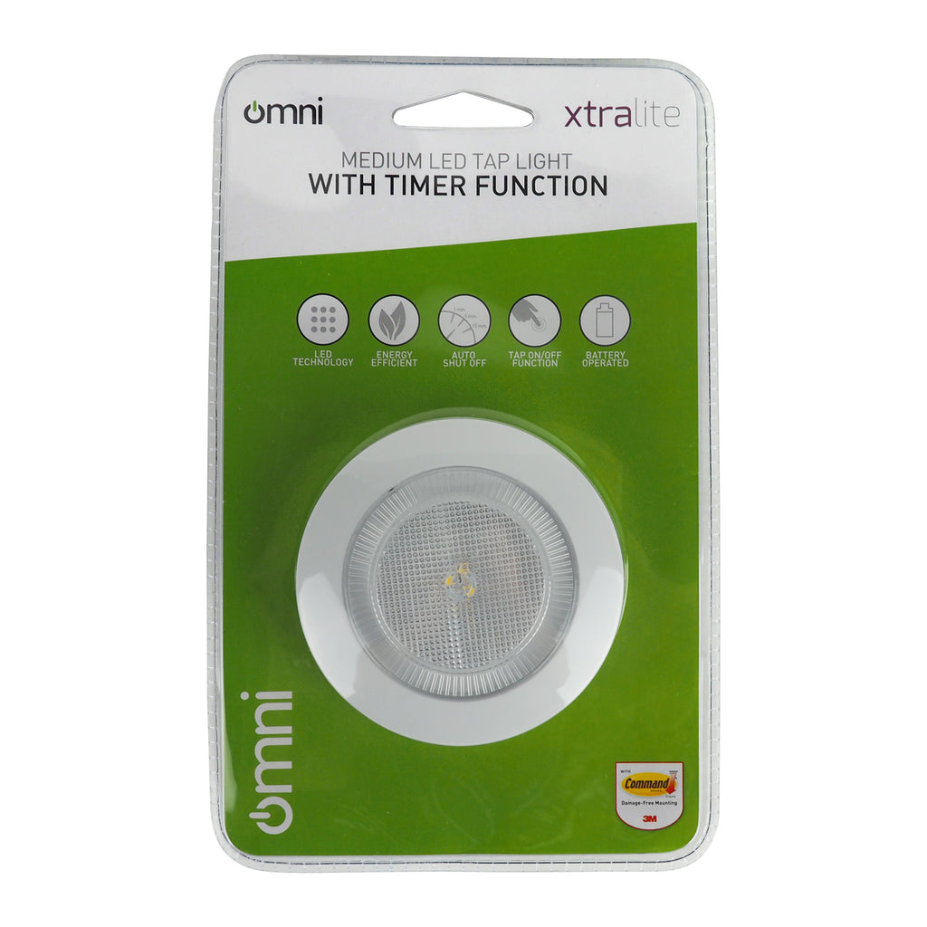 Battery Powered Omni Medium Stick On LED Push Light With Command