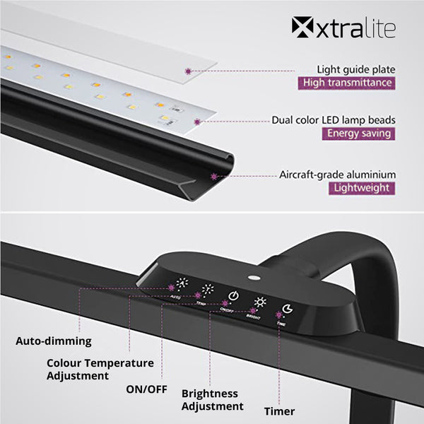 Xtralite 80cm Wide LED Light Desk & Monitor Lamp